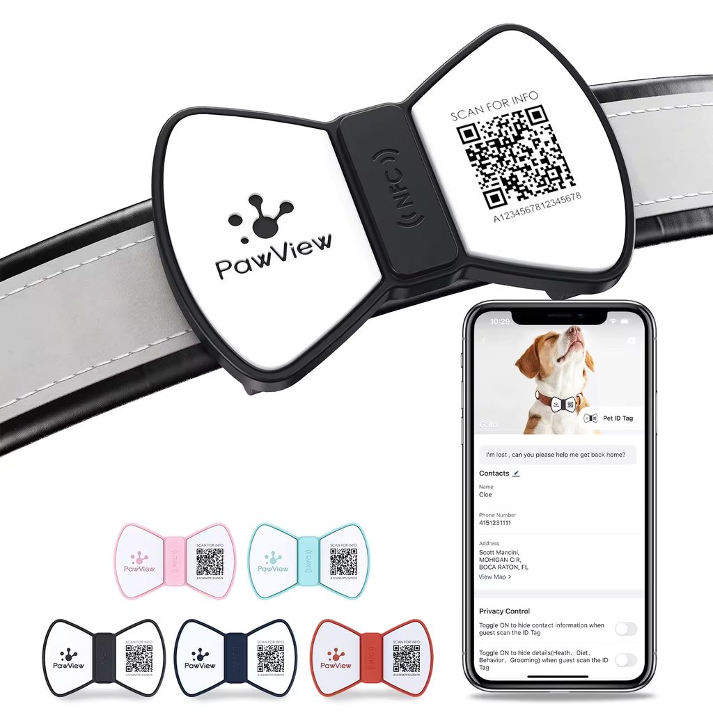 PawView chytrá známka pro psy pánský motýlek - černá