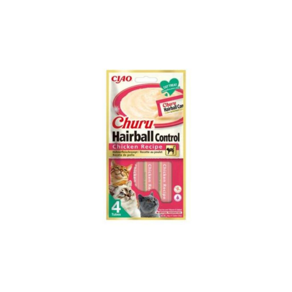 INABA FOODS Co., Ltd. Churu Cat Hairball Chicken Recipe 4x14g