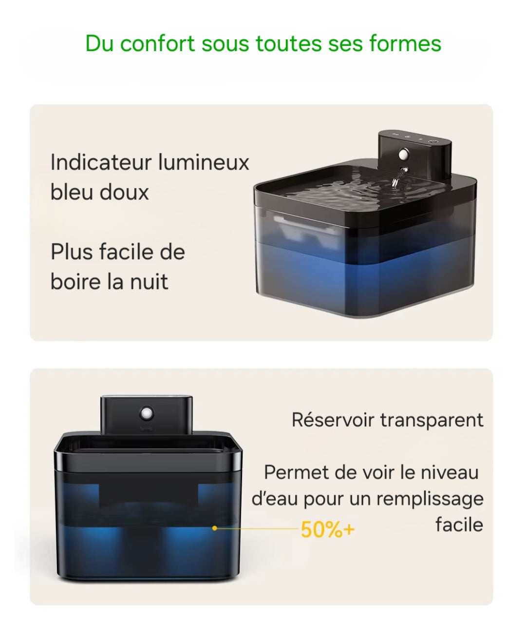 Fontaine à eau pour chat sans fil Rojeco